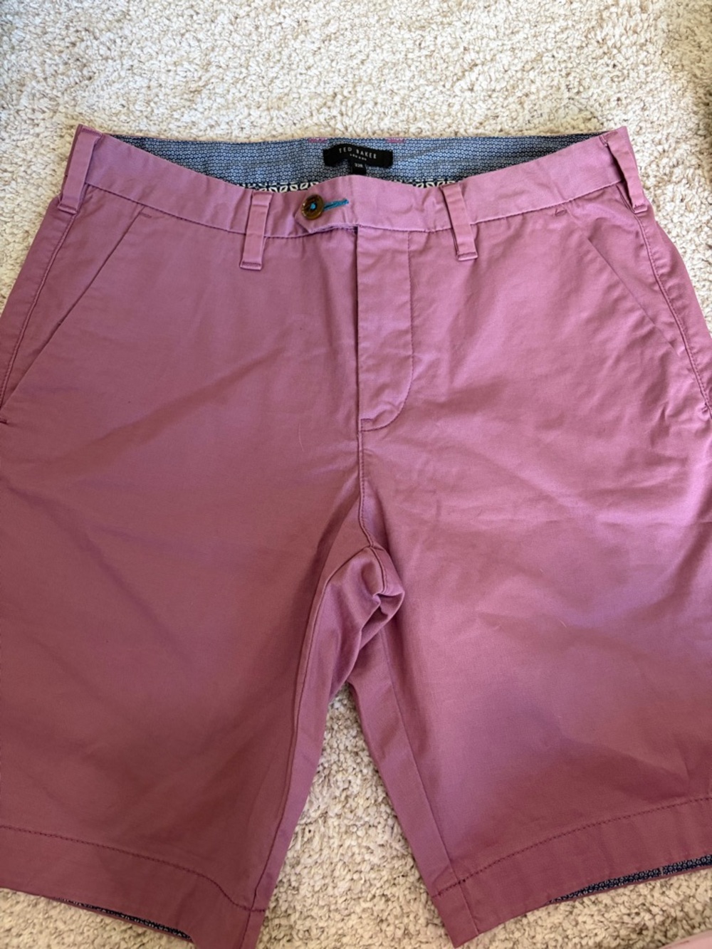 Ted Baker Men's Dusty Pink Flat Front Chino Shorts